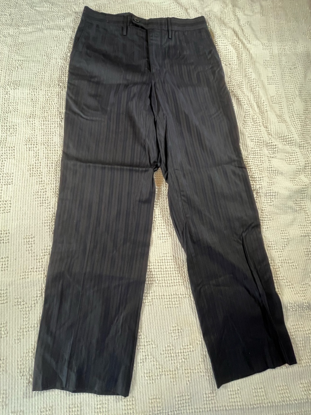 Women's Black Pinstripe Wide-Leg Trousers